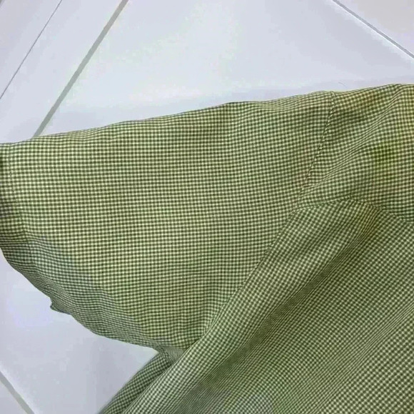 Columbia botton up short Sleeve Shirt green white pattern light weight Size: L - Picture 10 of 12